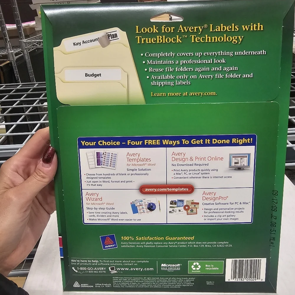 Avery 5029 Clear File Folder Labels